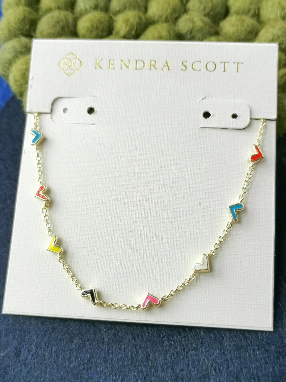 Kendra Scott Haven Heart Multi Mix Enamel Strand Necklace Gold